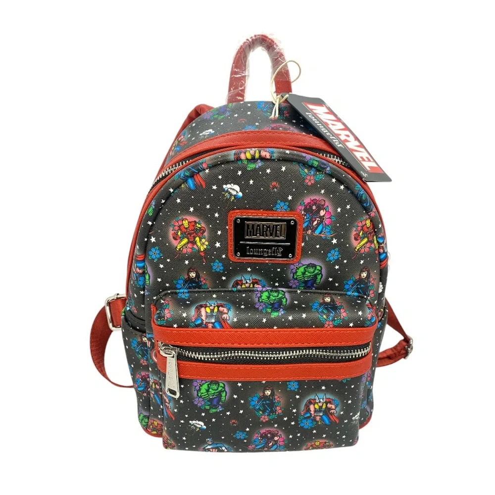 Loungefly NEW Marvel Avengers Tattoo Black Red Mini Backpack Superhero Collector